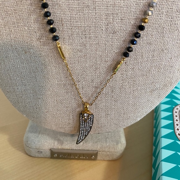 Stella and Dot Janson Horn Pendant - gold with pave stones - Picture 2 of 3